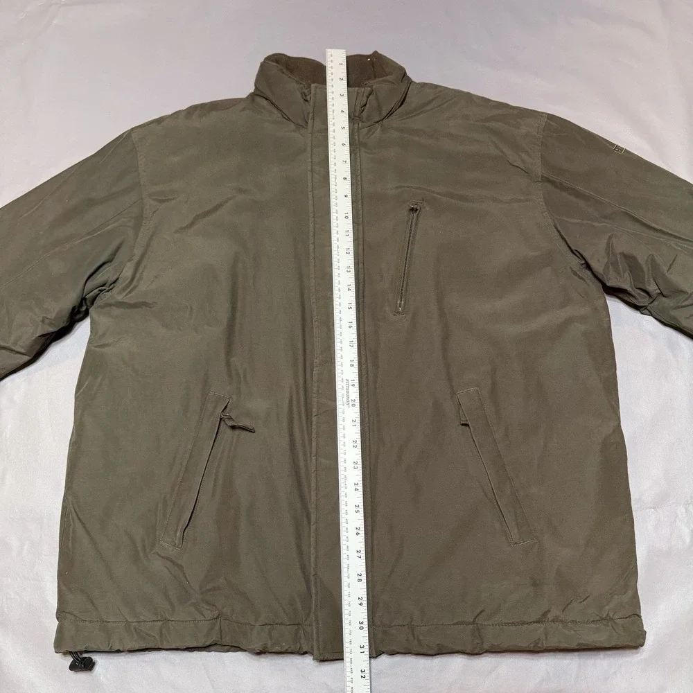 Chaps NA054 Mens XL Full Zip Fleece Lined Hidden Hood Winter Jacket Brown C15914
